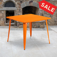Flash Furniture CH-51050-29-OR-GG 35.5" Square Orange Metal Indoor-Outdoor Table